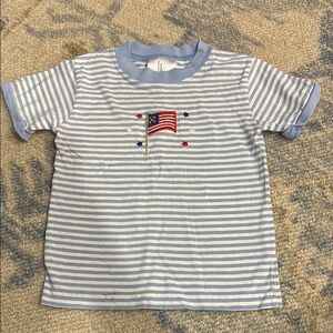 Little English Blue Striped Kids Shirt with Flag Design